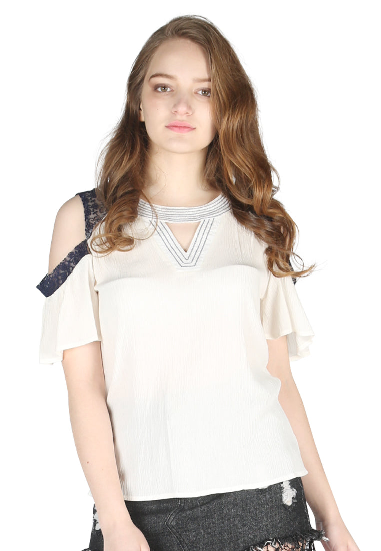 Ivory Cold Shoulder Top