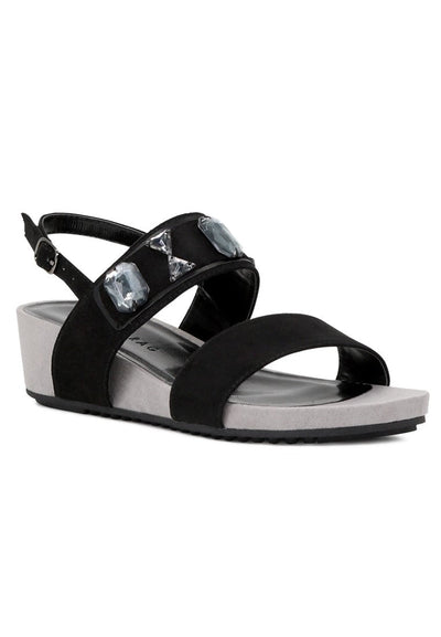 Embellished Wedge Sandals - Black