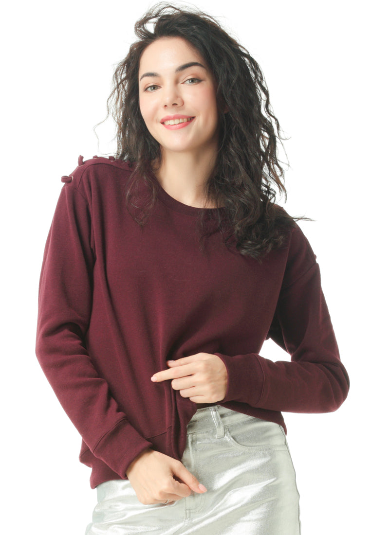 Wine Sweatshirt with shoulder lace loop - Wine