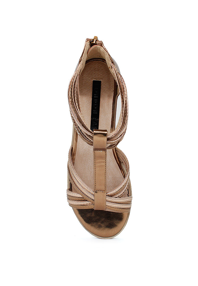 Bronze Ankle Cuff Thong Sandals - Bronze