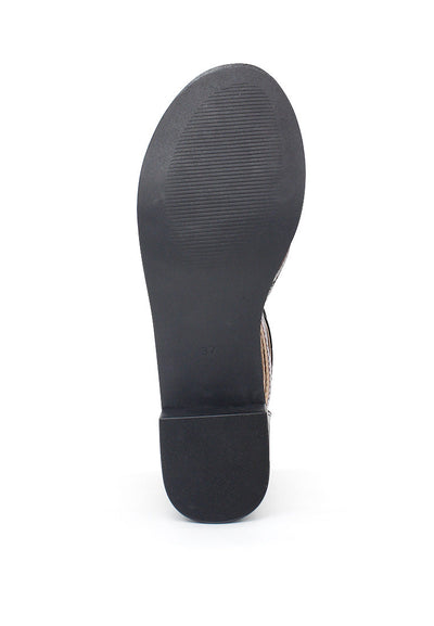 Black Ankle Cuff Thong Sandals - Black