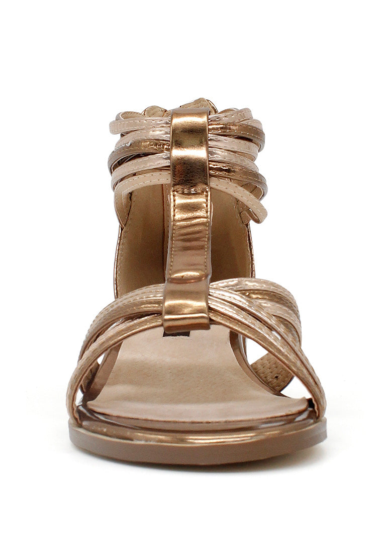 Bronze Ankle Cuff Thong Sandals - Bronze