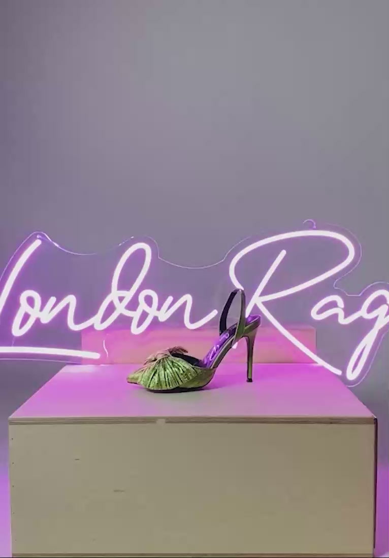 kiki high heeled bow slingback sandals#color_green